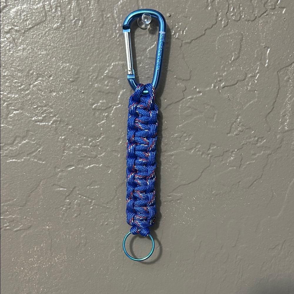 Blue Paracord Keychain with Blue Carabiner and Blue Key Ring | 7 inches - Picture 2 of 3